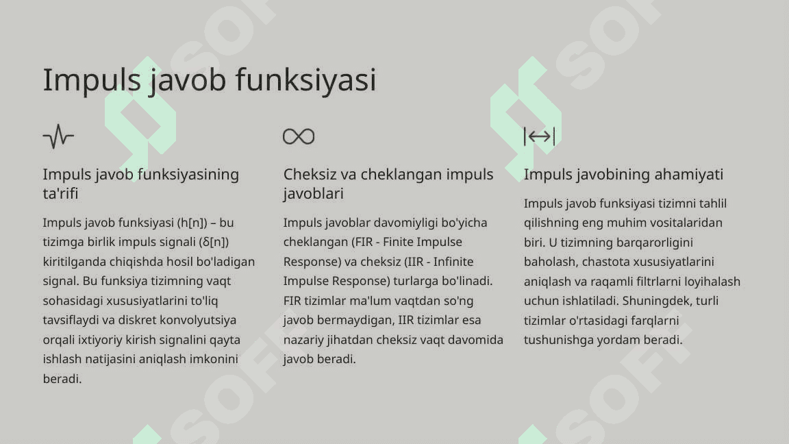 Eng oddsiy impuls tizimini diskretlashtirish va raqamli tizimlarning uzatish funksiyalari 4