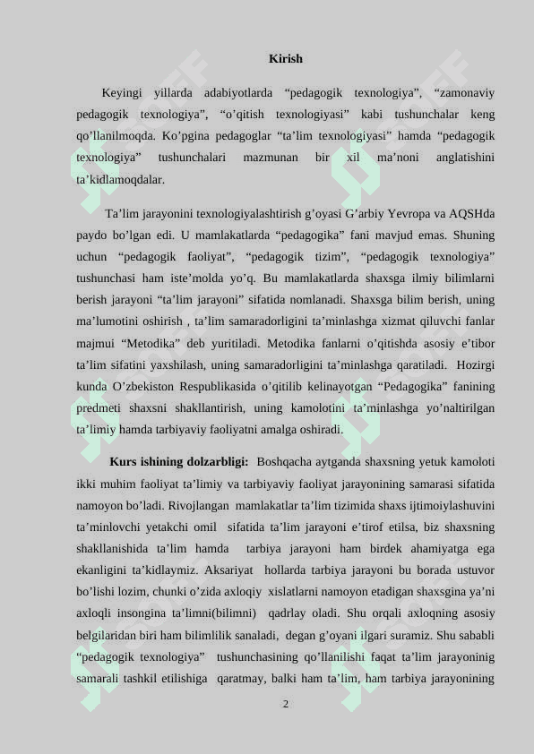 Molekulyar fizika bo‘limiga oid mavzularni o‘qitishda pedagogik texnologiyalardan foydalanish usullari. 2