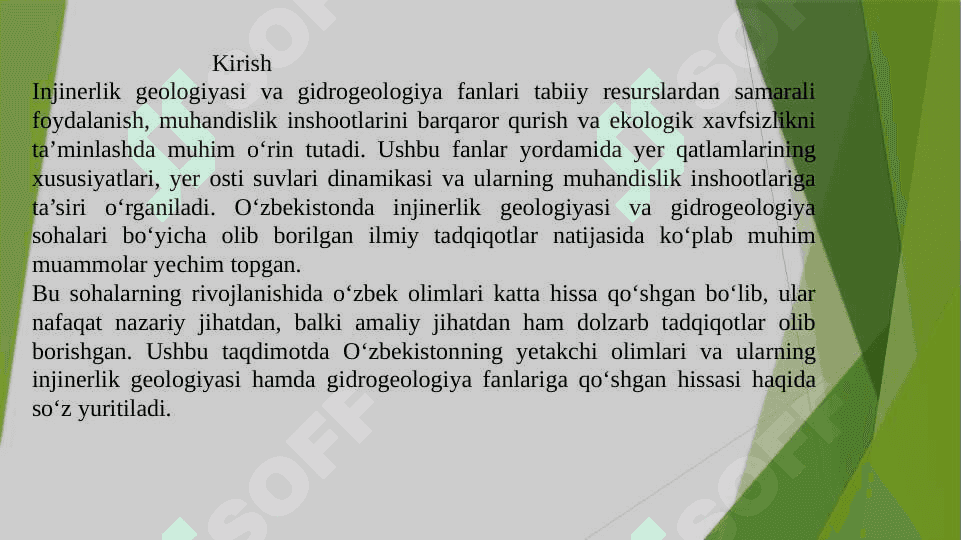 Injinerlik geologiyasi va gidrogeologiya fanlarining rivojlanishiga katta hissa qo‘shgan o‘zbek olimlari 2