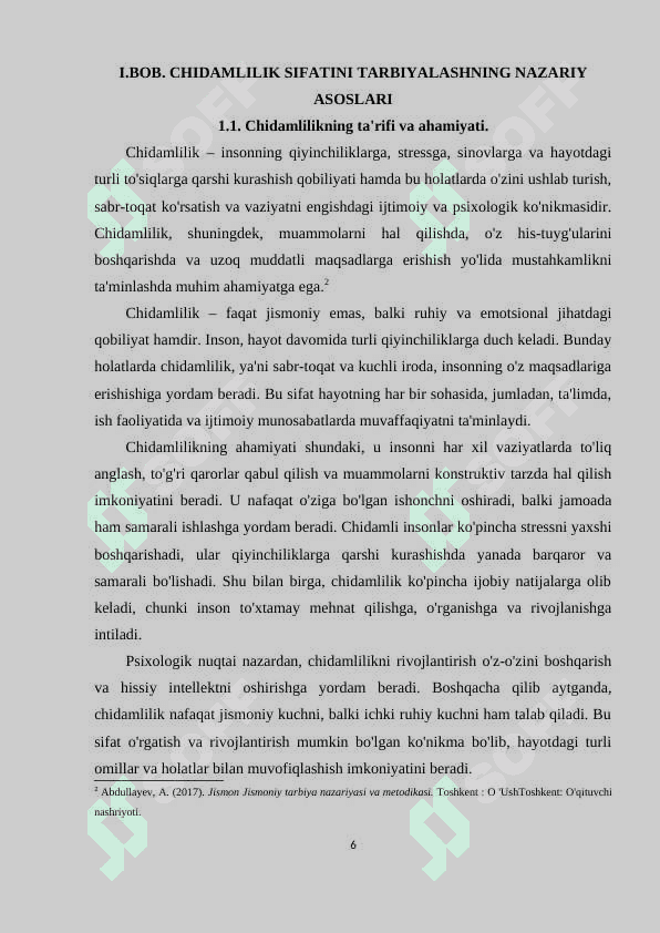 Chidamlilik sifatini tarbiyalash va uni rivojlantirish metodi 6