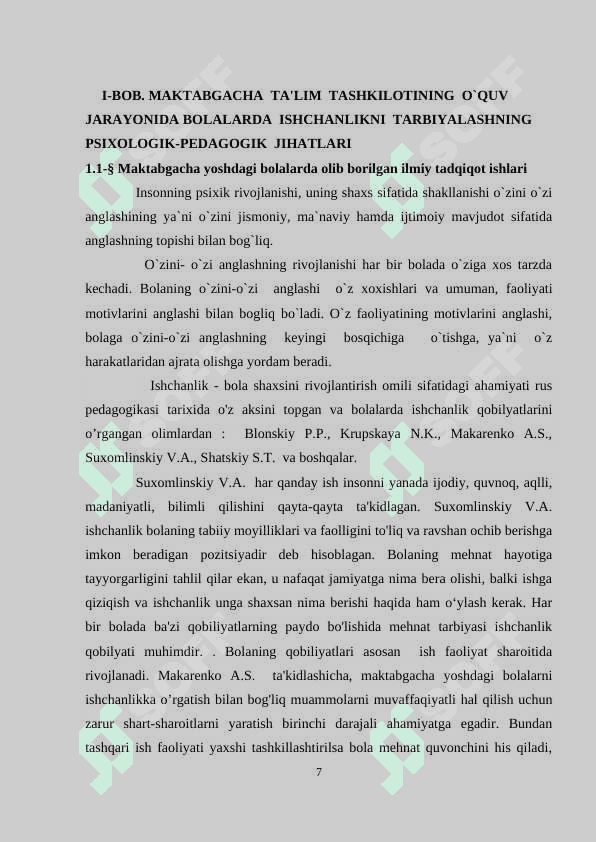 Oilada va maktabgacha ta`lim tashkilotlarida    bolalarning ishchanlik malakalarini rivojlantirish yo`llari 7