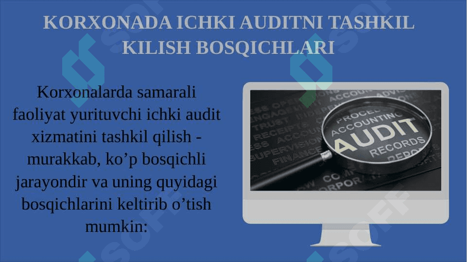 KORXONADA ICHKI AUDITNI TASHKIL QILISH BOSKICHLARI 2