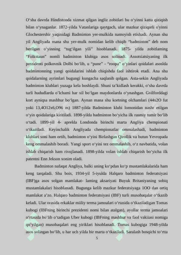 Badmintonda tezkor kuch qobilyatlarini rivojlatirish metodikasini tavsifi 5