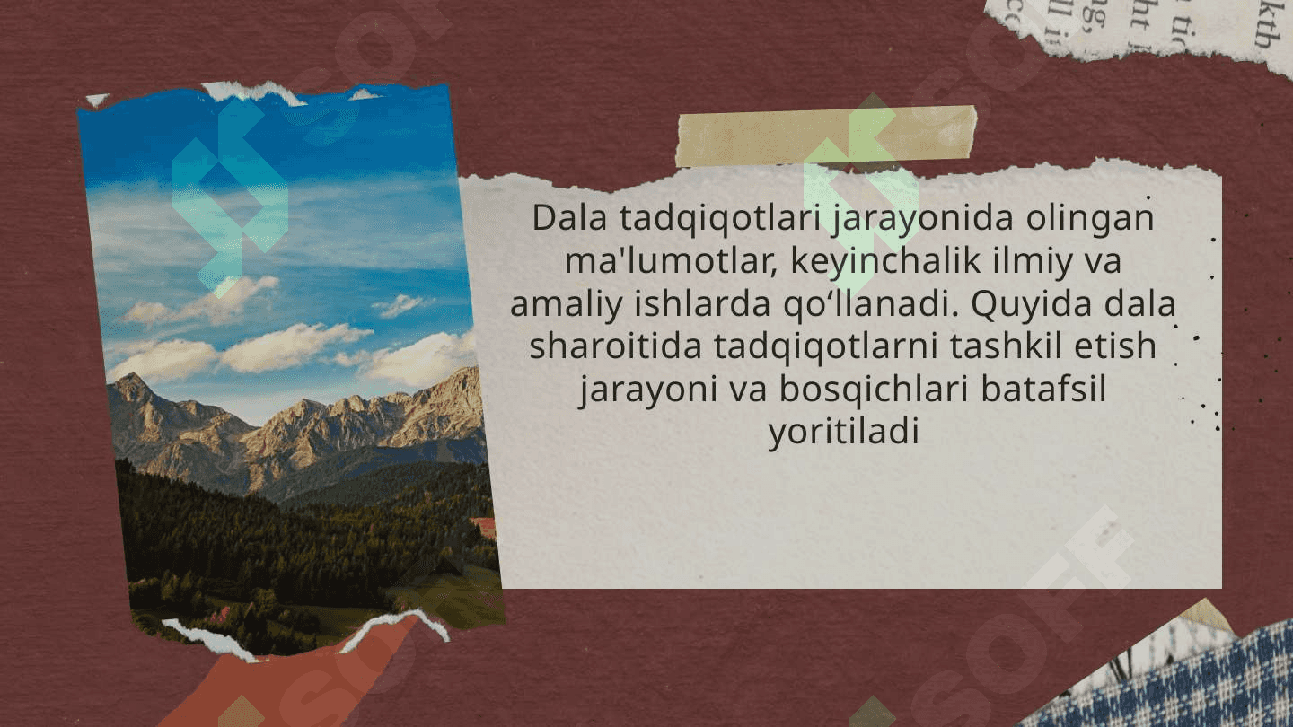 Dala sharoitida tadqiqotlarni tashkil etish 4