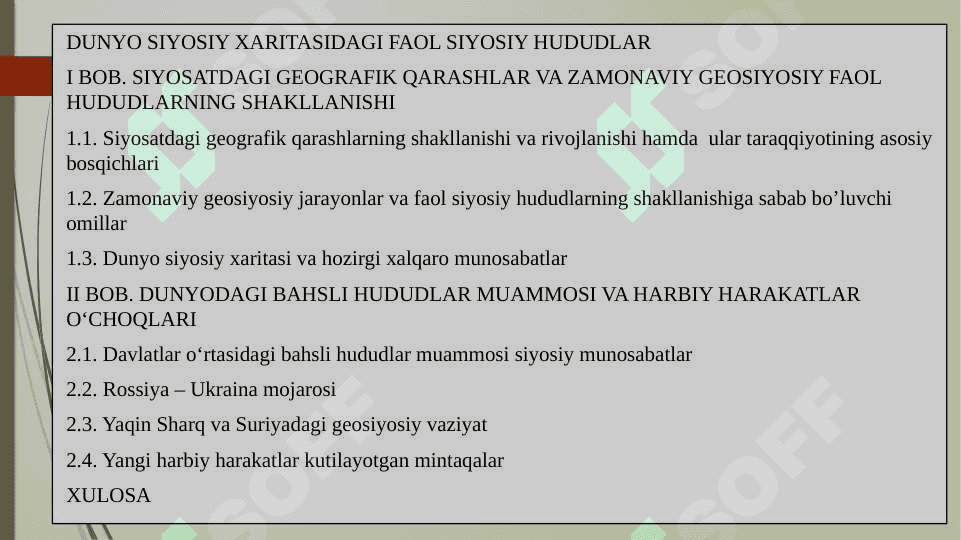 Dunyoning faol geosiyosiy hududlari 2