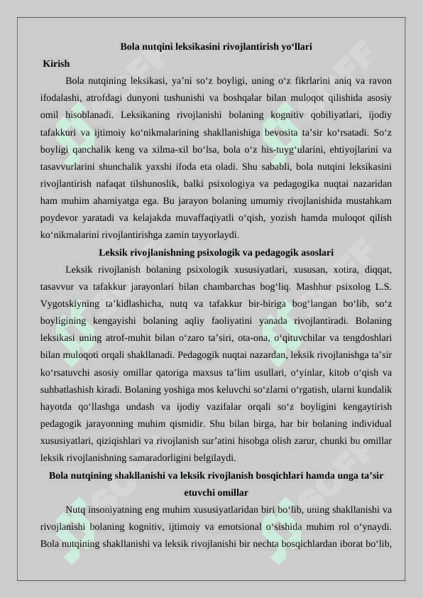 Bola nutqini leksikasini rivojlantirish yo‘llari 2