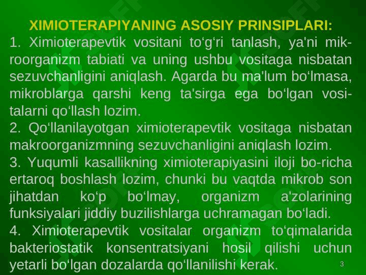 ANTIBAKTERIAL XIMIOTERAPEVTIK VOSITALAR ANTIBIOTIKLAR 3