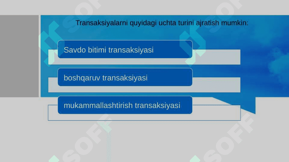 Transaktsiyalar va transaktsion darajatlarning tarkibi va ularning klassifikatsiyasi 5