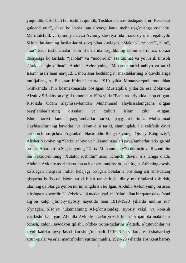 ABDULLA AVLONIYNING ,,TURKIY GULISTON YOXUD AXLOQ” ASARIDA MA’NAVIY AXLOQIY TARBIYA 7