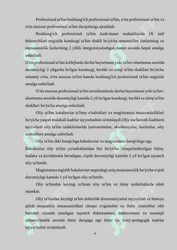 Boshlang'ich ta’lim pedagogikasi fanining mazmuni, predmeti, metodologiyasi, ilmiy-tadqiqot obyekti, metodlari. 4