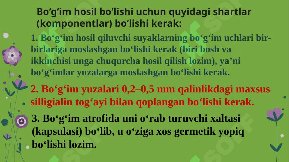 “Bo’g’im yuzalari va bo’g’im turlari” 6