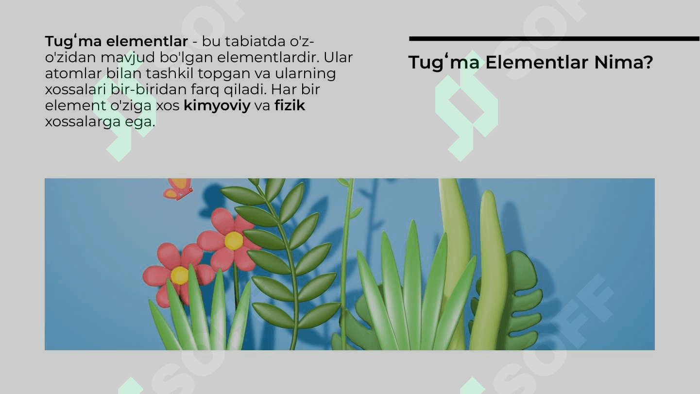 Sof tugʻma elementlar va ularning fizik kimyoviy xossalari 3