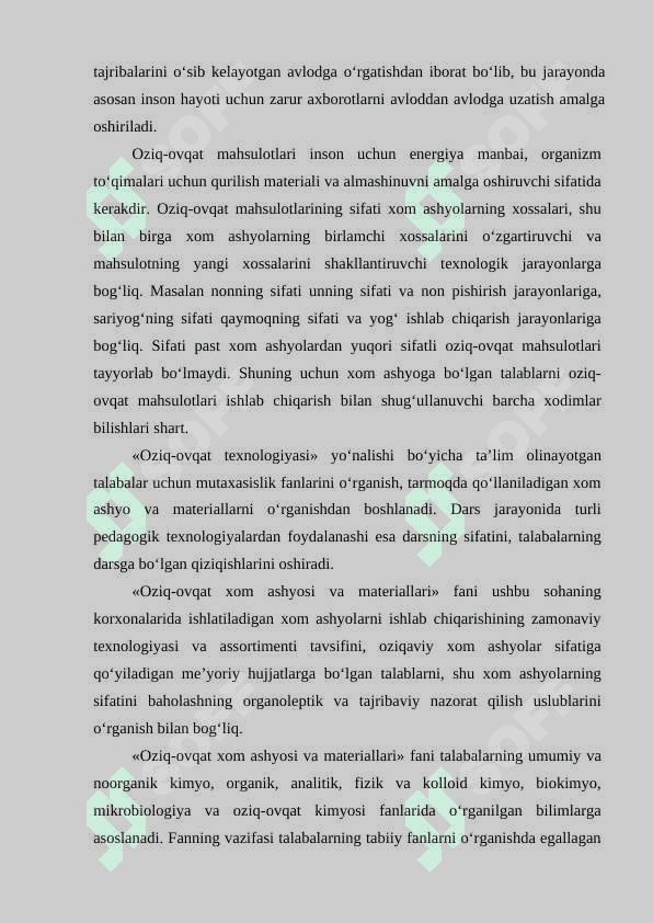 Oʻquvchilarga “oziq-ovqat maxsulotlari haqida umumiy malumot” mavzusini oʻqitishda pedagogik va axborot texnalogiyalarni qoʻllash metodikasi 5