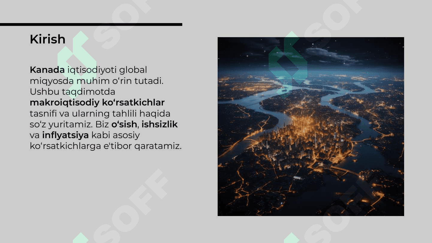 Kanada (Canada) davlatining makroiqtisodiy ko‘rsatkichlari tasnifi 2