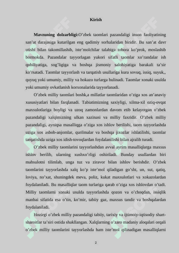 O’zbek milliy taomlari va ularning tarixi. 2