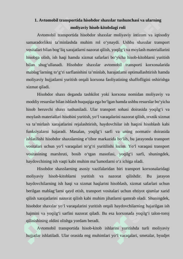Avtomobil transportida hisobdor shaxslar bilan hisob-kitob 2
