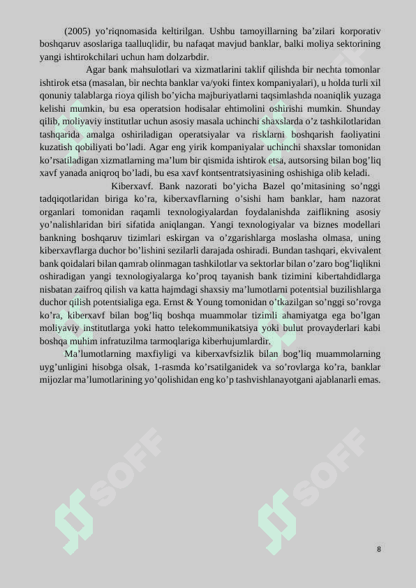 Banklarda operatsion xavf va uni boshqarish. kurs ishi 8