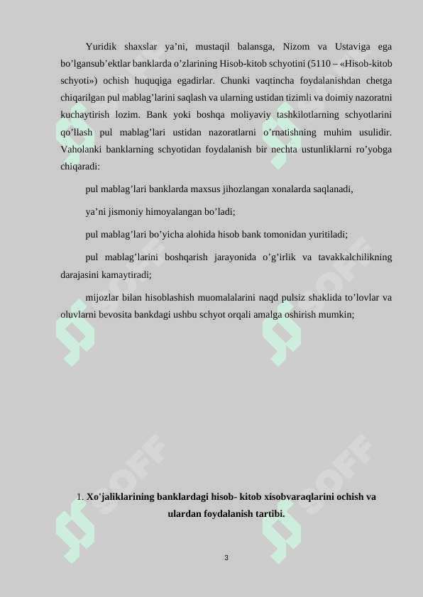 Bankdagi hisob-kitob va maxsus schyotlar yuritish hisobi 3
