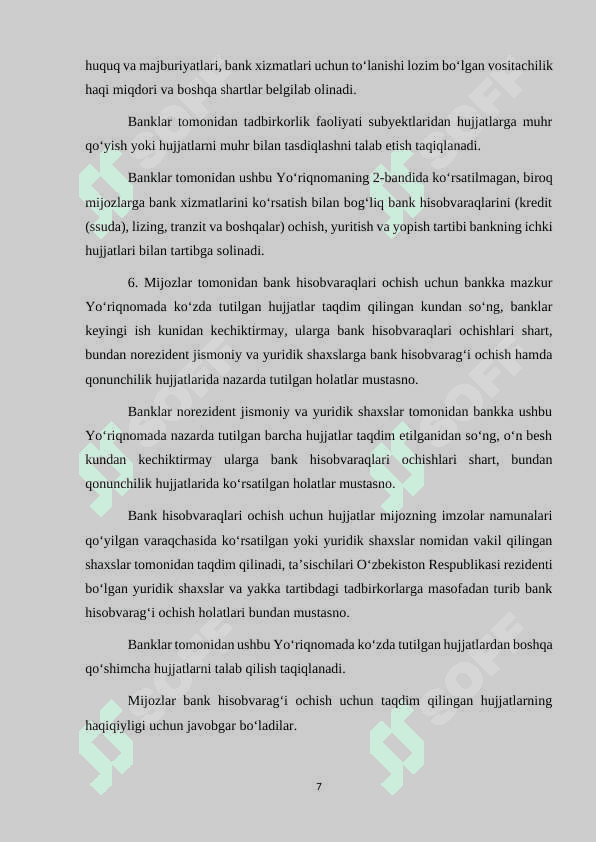 Bankdagi hisob-kitob va maxsus schyotlar yuritish hisobi 7