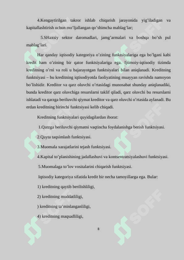 Kredit munosabatlari 8