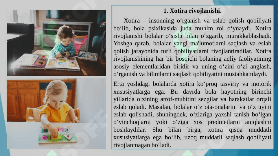 Xotira tafakkur va boshqa jarayonlarda yosh ko'rsatkichlarining taqqoslovchi xarakteristikasi 3