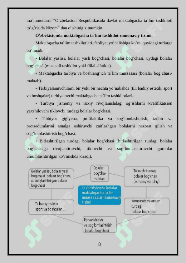 Taʼlim tizimida maktabgacha taʼlim tashkilotlarining ahamiyati tutgan oʻrni va uni istiqboli 8