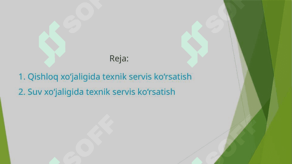 Qishloq va suv xo‘jaligida texnik servis ko‘rsatish 2
