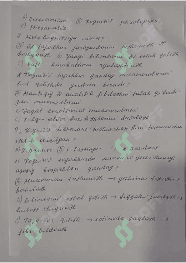 Eksperimental psixologiya test 2