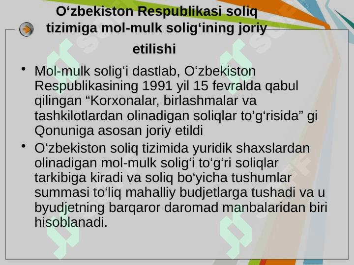 Yuridik va jismoniy shaxslardan olinadigan mol-mulk solig’i 3