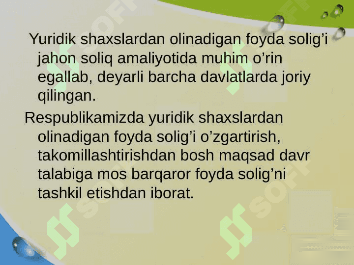 Yuridik shaxslardan undiriladigan foyda solig’i 3