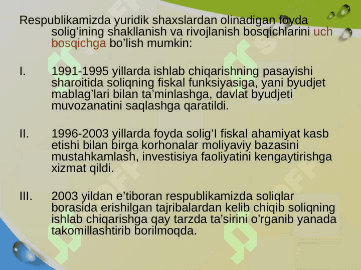 Yuridik shaxslardan undiriladigan foyda solig’i 4