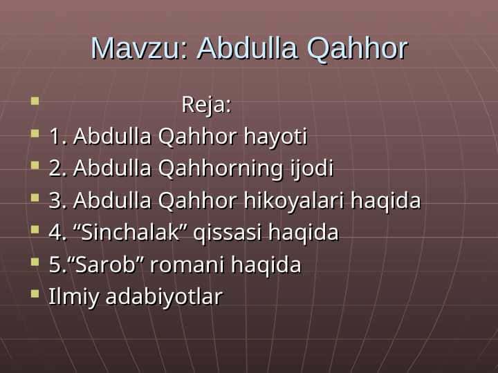 Abdulla Qahhor taqdimot