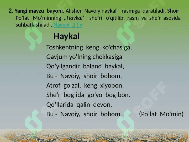 ALISHER NAVOIY (-gan qo’shimchali sifatdoshlarning qo’llanishi) 6