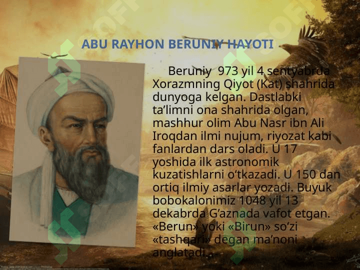 Abu Rayhon Beruniy slayd 4