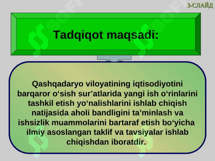 AHOLI FAROVONLIGINI OSHIRISHDA  AHOLINI ISH BILAN  BANDLIGINI TA’MINLASH VA ISHSIZLIKNI KAMAYTIRISH MUAMMOLARI (Qashqadaryo viloyati misolida 3