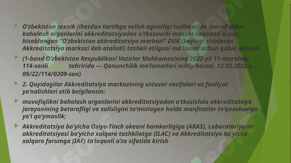 Akkreditatlashtirish qoidalari, tartibi va jarayonlar 2