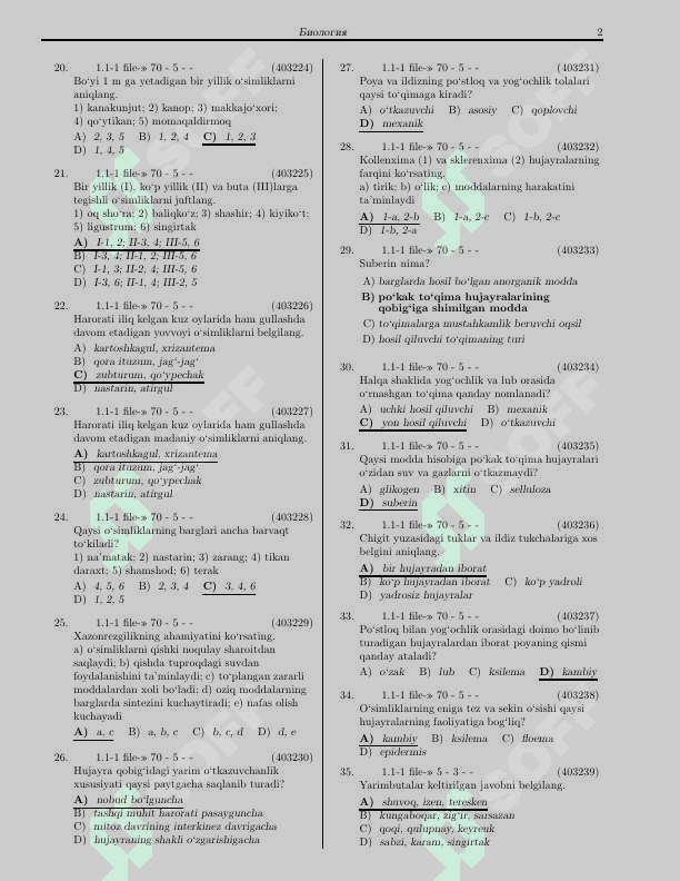 BIOLOGIYA 3331 TEST 2
