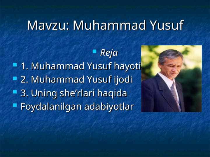 Muhammad Yusuf hayoti va ijodi