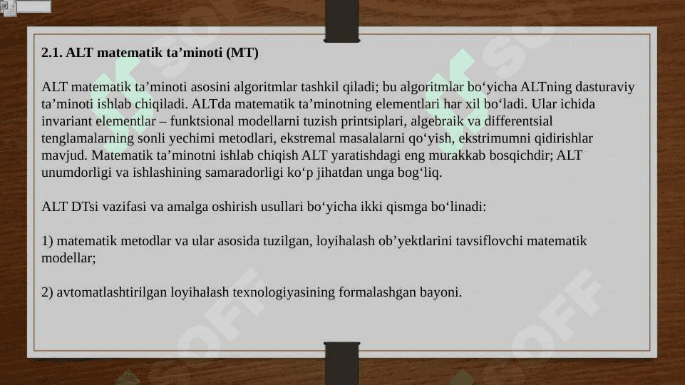 Avtomatlashtirilgan loyihalashda ishlatiladigan model va parametrlarini sinflash. 2