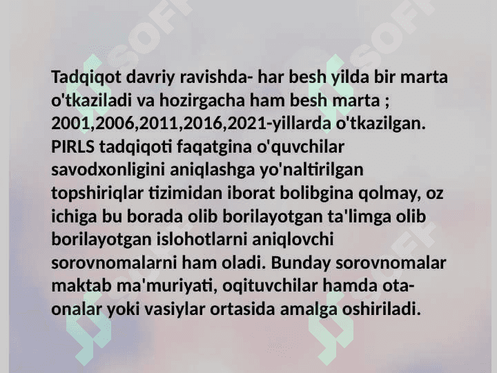 PIRLS taqdimotida soʻrovnomalarning qamrov doirasi 4