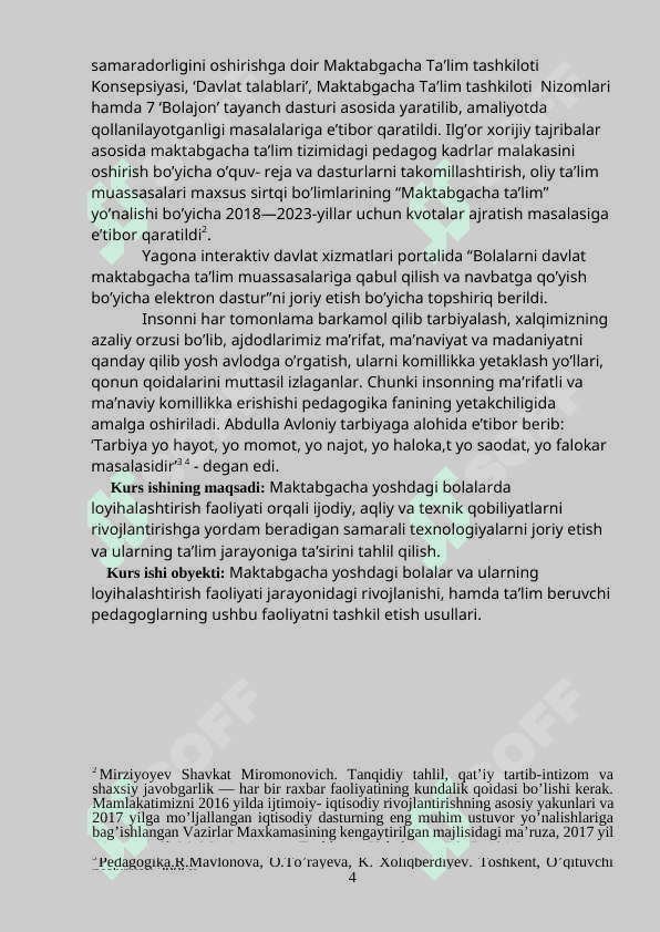 MAKTABGACHA TA’LIM TASHKILOTLARIDA LOYIHALASHTIRISH FAOLIYATINING TEXNOLOGIYALARI 4