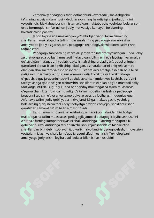 MAKTABGACHA TA’LIM TASHKILOTLARIDA LOYIHALASHTIRISH FAOLIYATINING TEXNOLOGIYALARI 7