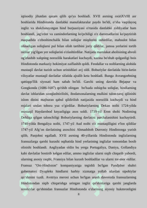 XIX asrda Hindistonda mustamlakachilik siyosati va milliy ozodlik harakati 8