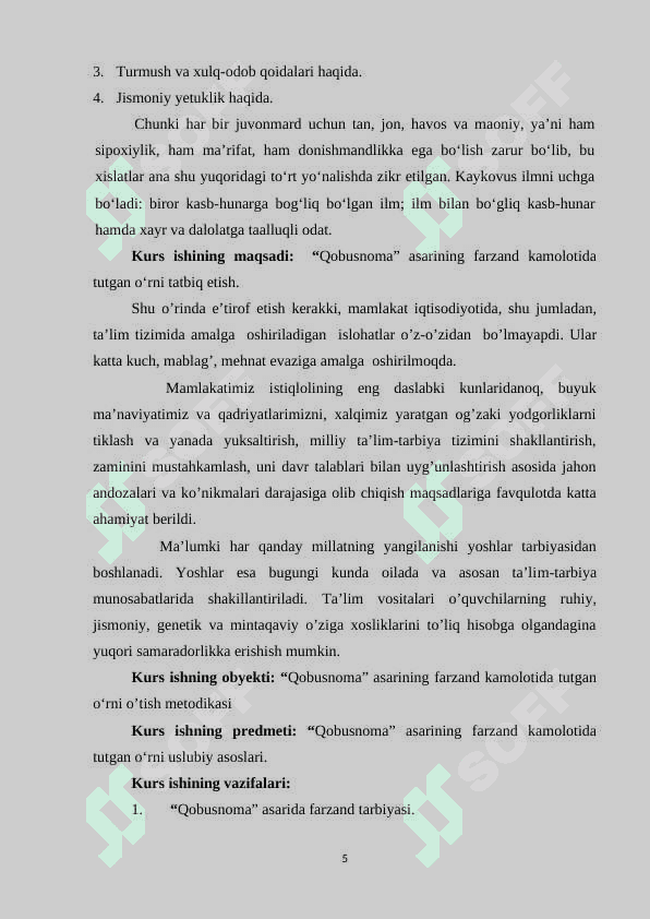 AXLOQIY TARBIYADA KAYKOVUSNING ‘‘QOBUSNOMA’’ ASARIDAN FOYDALANISH 5