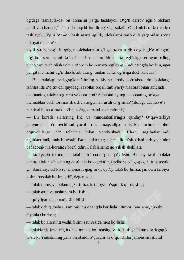 Tarbiya darslarini tashkil etishda pedagogik texnologiyalardan foydalanish 8