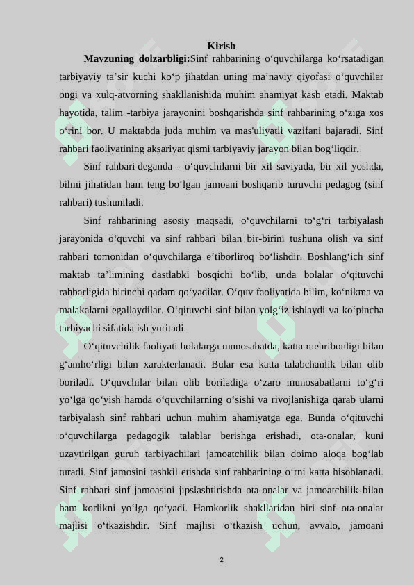 SINF RAHBARINING TARBIYAVIY FAOLIYAT SAMARADORLIGINI OSHIRISH USULLARI VA YO’LLARI 2