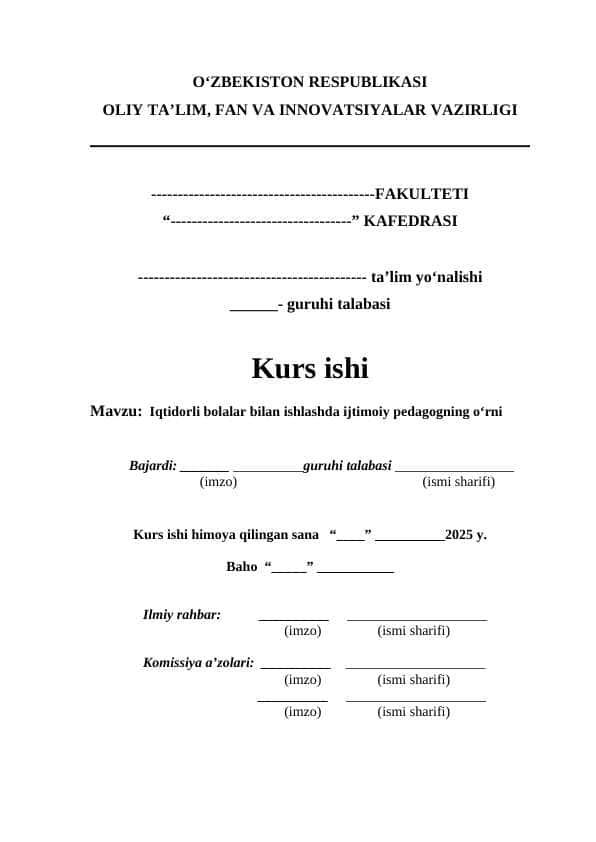 Iqtidorli bolalar bilan ishlashda ijtimoiy pedagogning oʻrni
