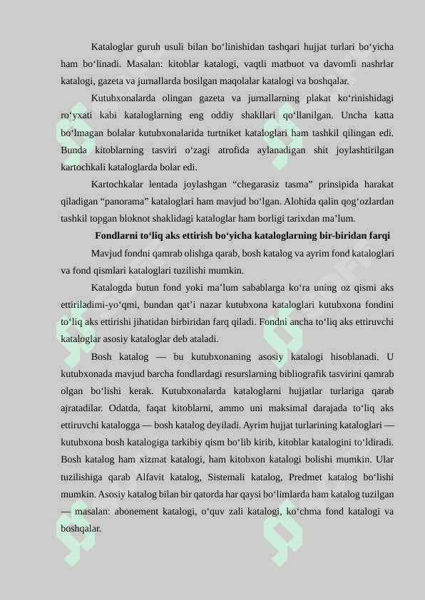 ARM kataloglari va ularning boʻlinishi 7