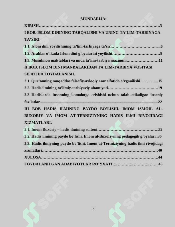 Imom al Buxoriy va At-Temiziyning hadis ilmining rivojlanishidagi xizmatlari 2