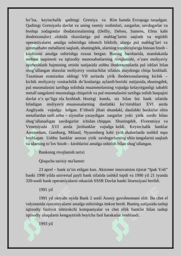 Banklarning kelib chiqishi va bank tizimi 3